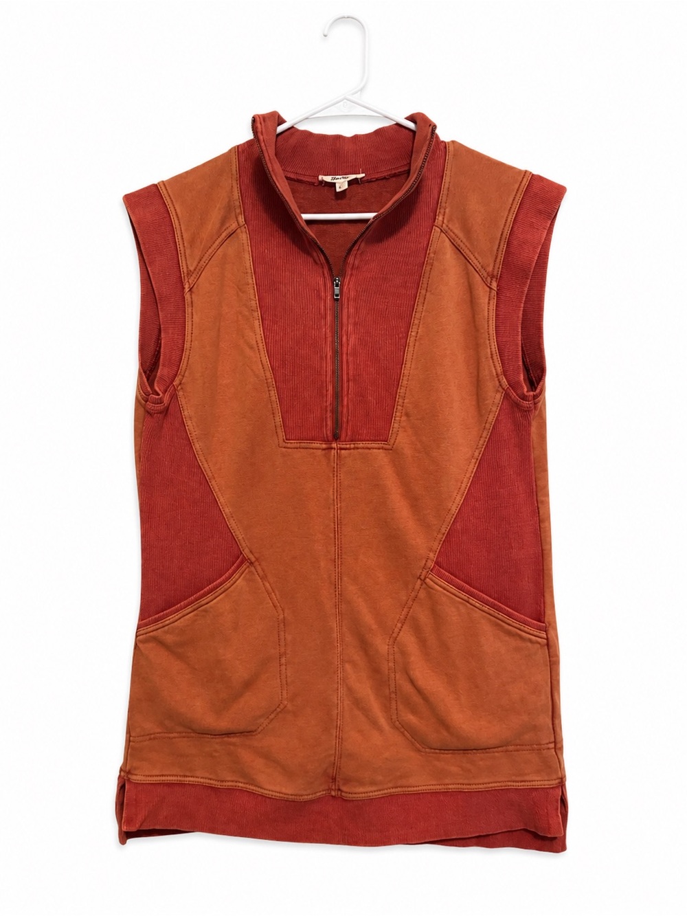 Sleeveless Zip-Front Dress in Rust Orange